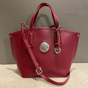 BRIGHTON Ferrara Collection Oriana Small Tote Crossbody Red Ruby Leather Suede